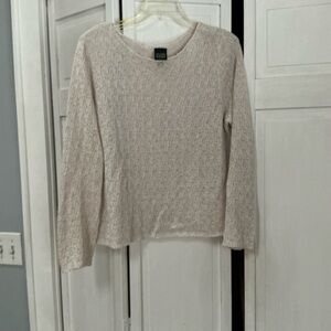 Eileen Fisher Cream Open-Knit Lightweight Sweater